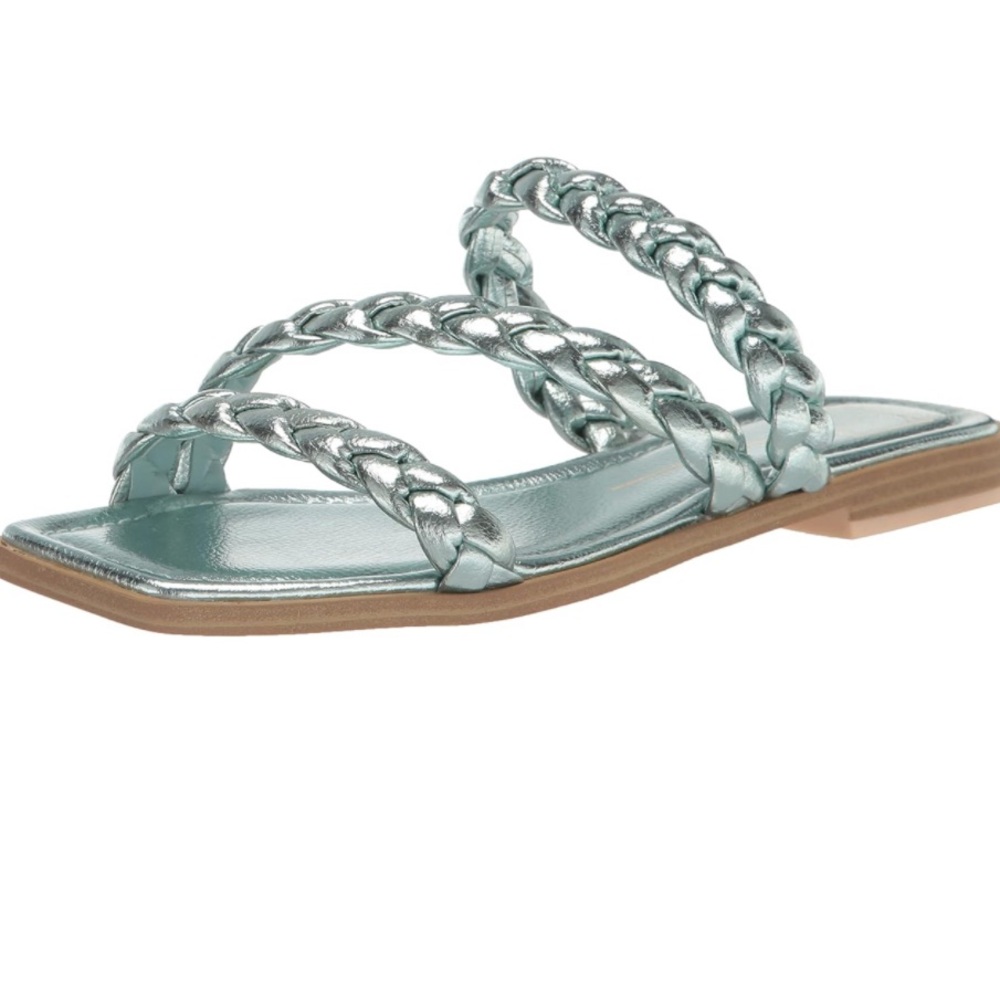 Dolce Vita Metallic Light Blue Braided Strap Sandals
